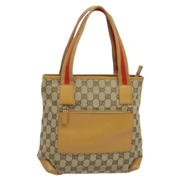GUCCI GG Canvas Sherry Line Tote Bag Beige Silver 019 0402 019 0402 - Picture 1 of 16